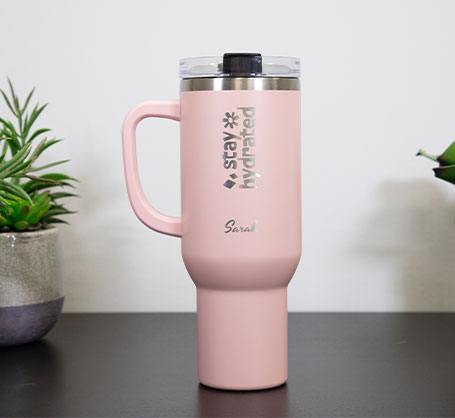 40oz. Pink Personalized Travel Tumbler