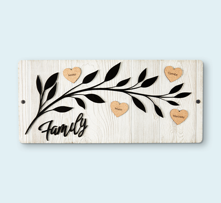 Family Wall Sign - Light Wood