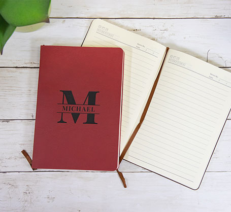 Personalized Red Leather Notebook