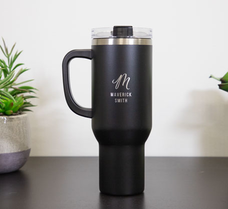 40oz. Black Personalized Travel Tumbler