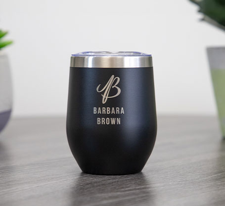 12oz. Black Personalized Wine Tumbler