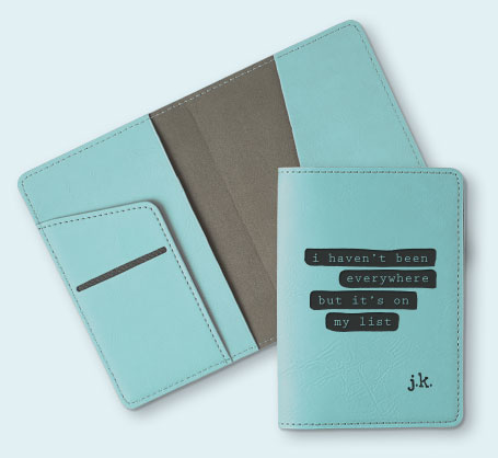 Personalized Teal Leather Passport Holder