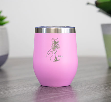 12oz. Pink Personalized Wine Tumbler