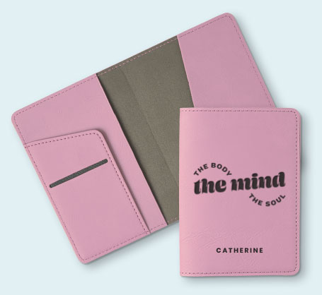 Personalized Pink Leather Passport Holder