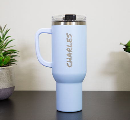 40oz. Light Blue Personalized Travel Tumbler