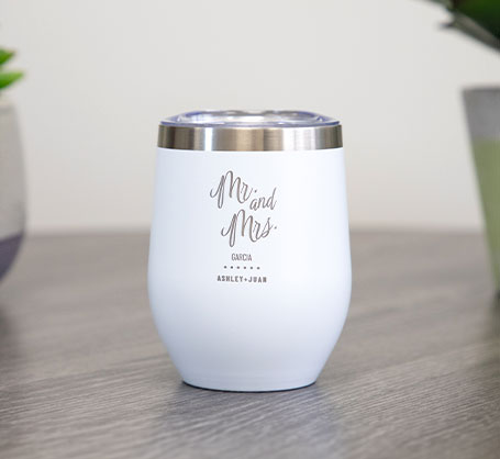 12oz. White Personalized Wine Tumbler