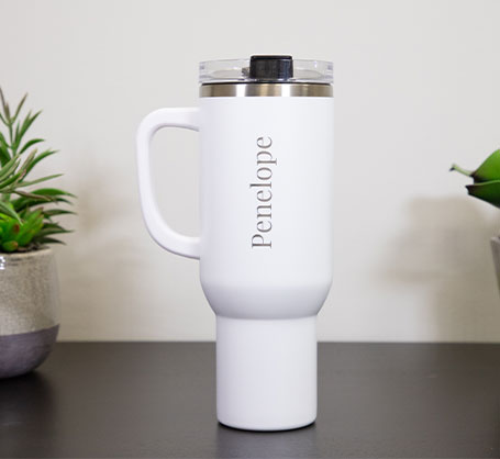 40oz. White Personalized Travel Tumbler