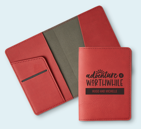 Personalized Red Leather Passport Holder