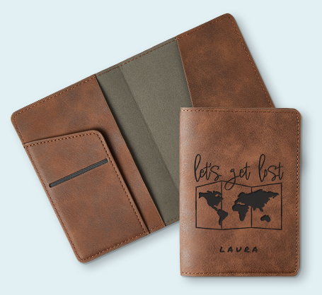 Personalized Brown Leather Passport Holder